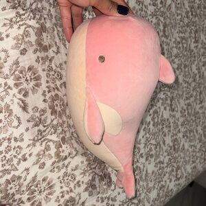 Pink and Cream Plush whale Toy & converts to a travel pillow